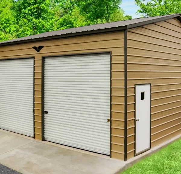 24x25x12 Metal Garage - Vertical Roof