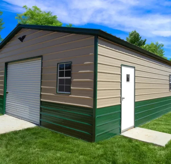26x55x9 Metal Garage - Vertical Roof