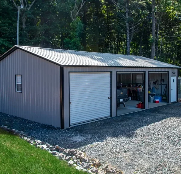 24x40x9 Metal Garage - Vertical Roof