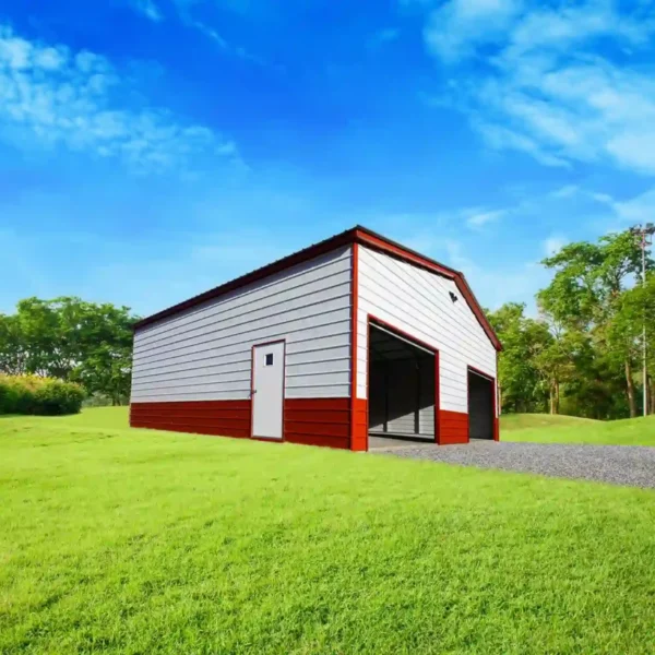 30x30x12 Metal Garage - Vertical Roof