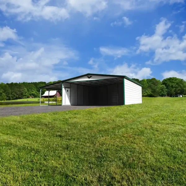 36x30x9/6 Metal Carport with 12' Lean-To - Vertical Roof