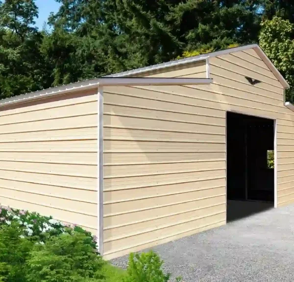 34x30x13 Metal Barn with 10' Lean-To - Vertical Roof