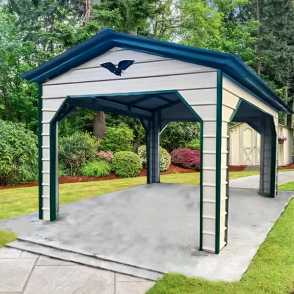 12x15x9 Metal Carport - Vertical Roof