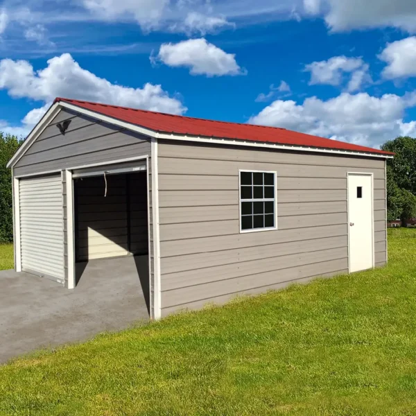 15x20x8 Metal Garage - Vertical Roof