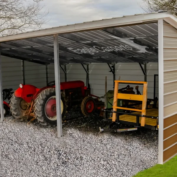 15x30x9/6 Metal Loafing Shed - Vertical Roof
