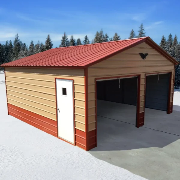 16x20x8 Metal Garage - Vertical Roof