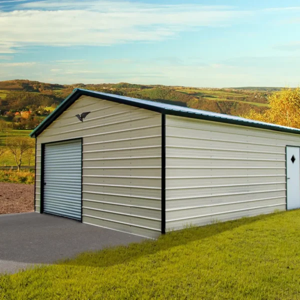 16x25x8 Metal Garage - Vertical Roof